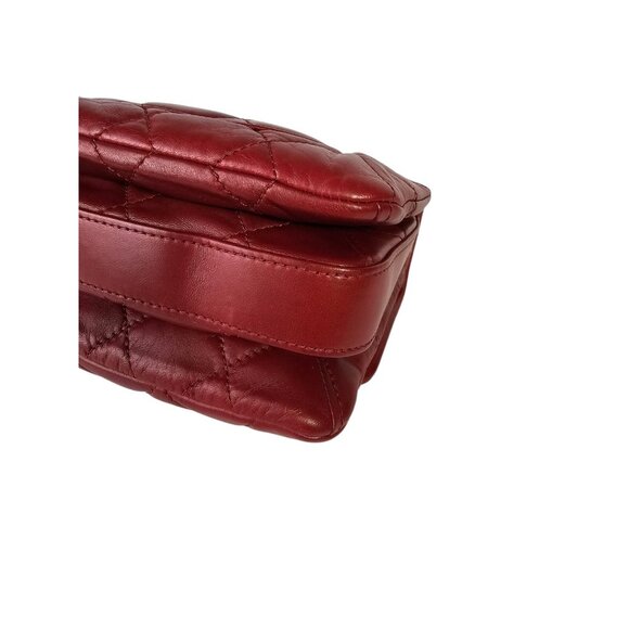 CHANEL CC Logo Mini Matelasse Double Chain Shoulder Bag Leather Red CC Quilted - Picture 10 of 16
